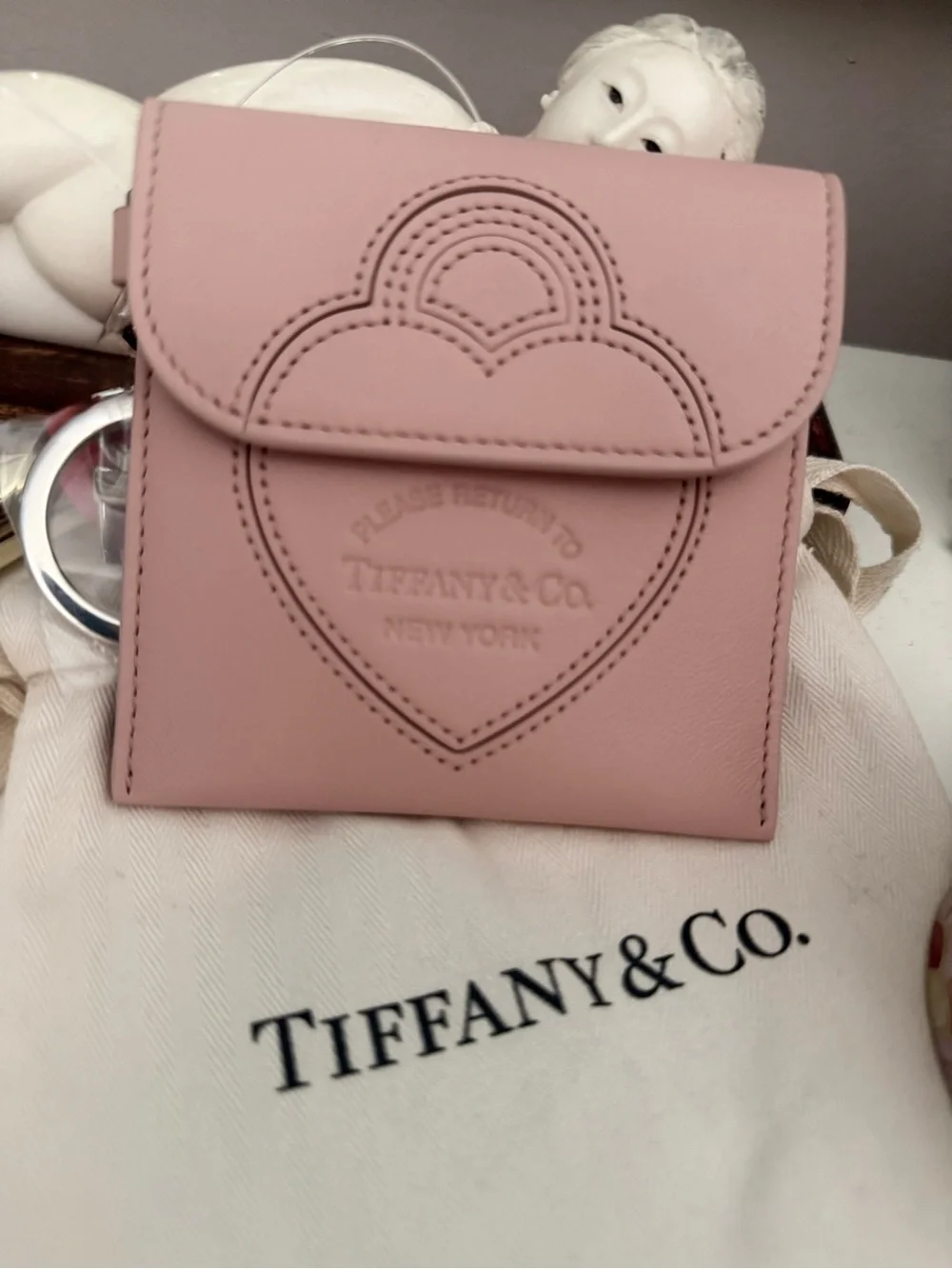 Tiffany & Co. Blush Pink Heart Leather Mini Crossbody Pouch